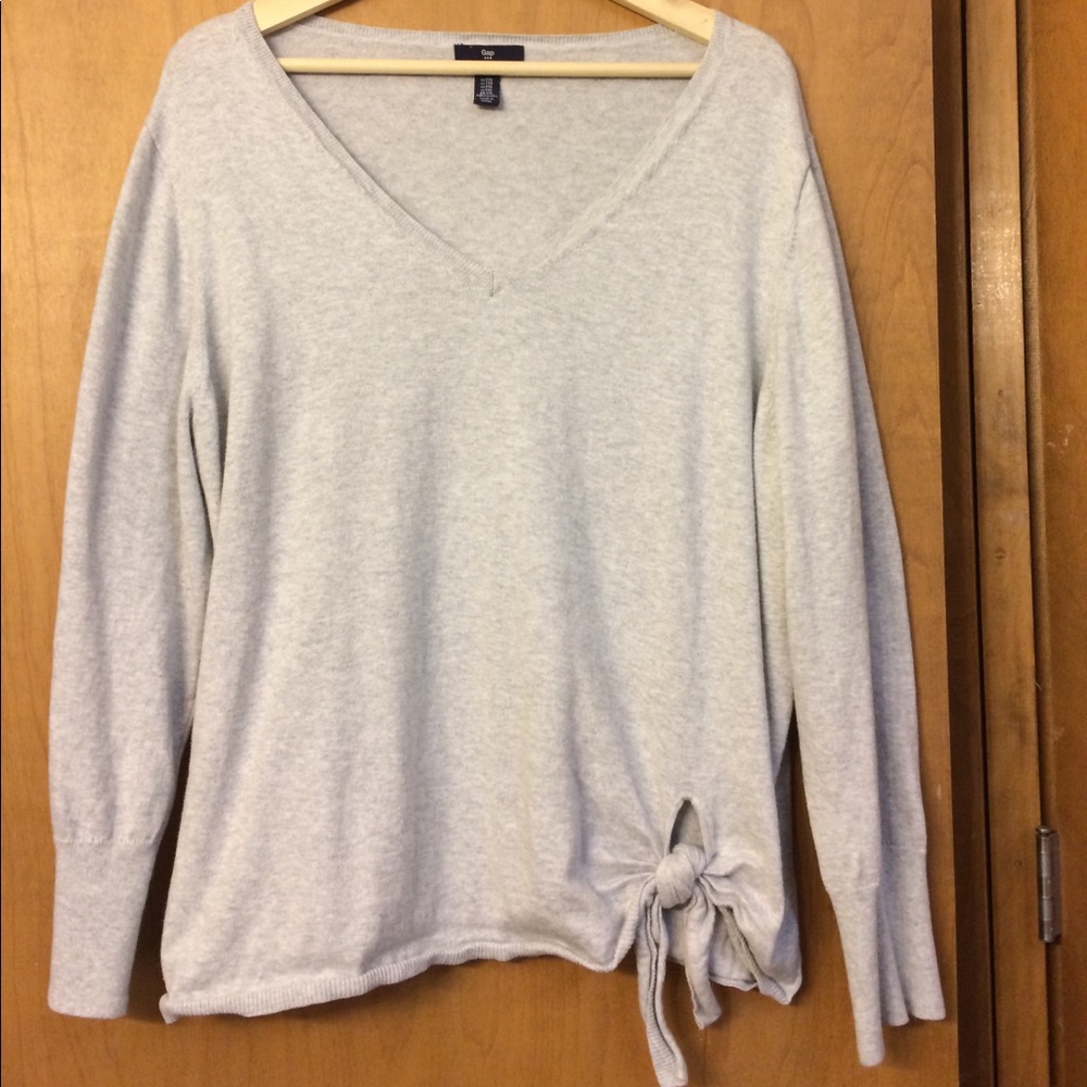 Gap Grey V-neck Knotted Tie Sweater XXL
